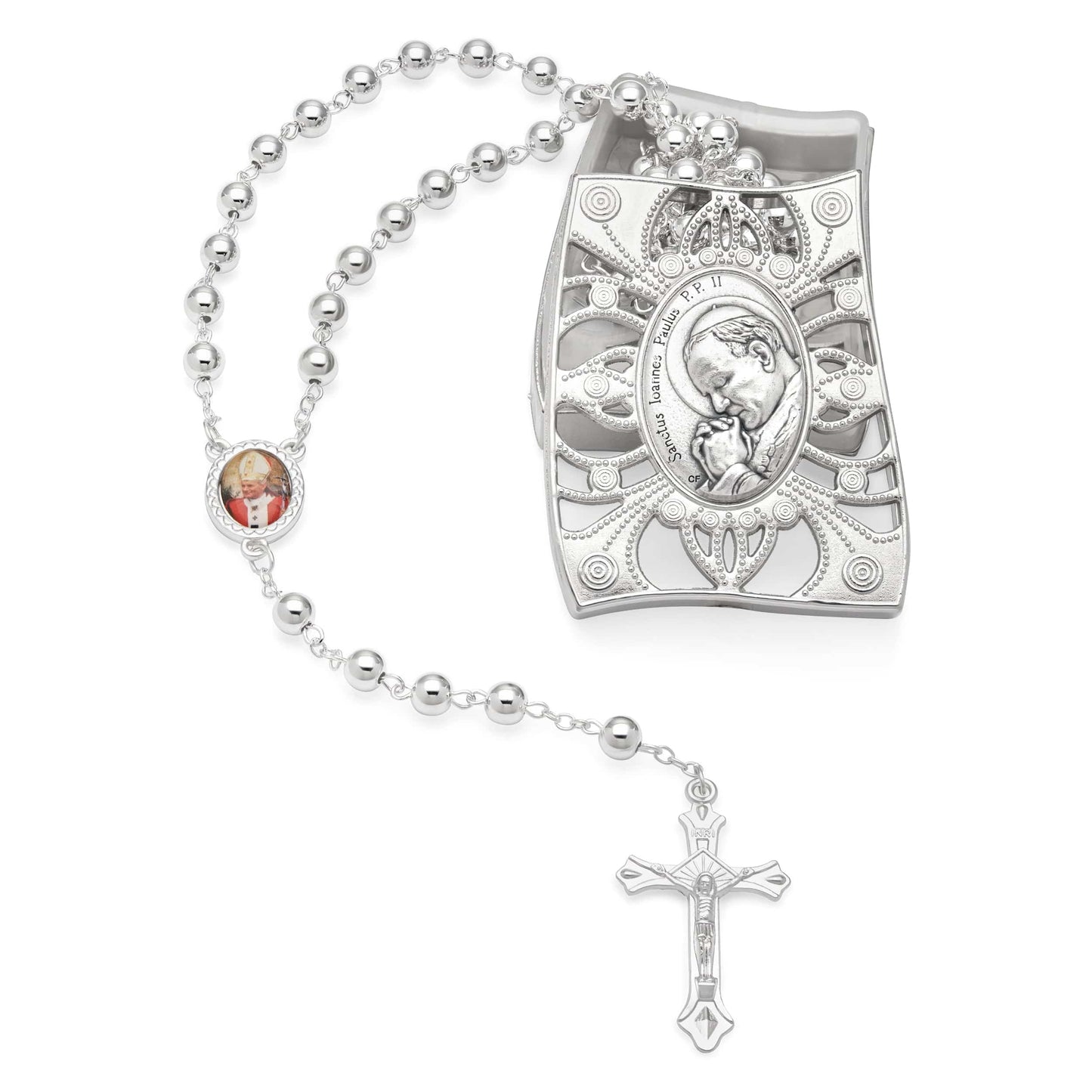 MONDO CATTOLICO Prayer Beads 48 cm (18.8 in) / 6 mm (0.23 in) Case and Rosary of Saint John Paul II