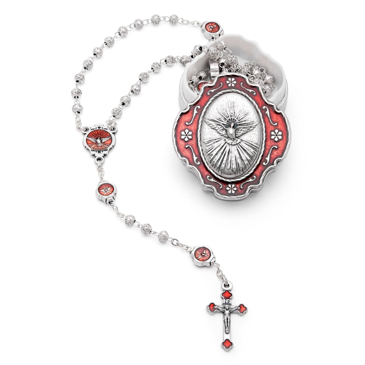 MONDO CATTOLICO Prayer Beads 38 cm (14.96 in) / 4 mm (0.15 in) Case and Rosary of the Holy Spirit