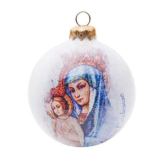 Mondo Cattolico Ceramic Christmas Ball With Mater Ecclesiae