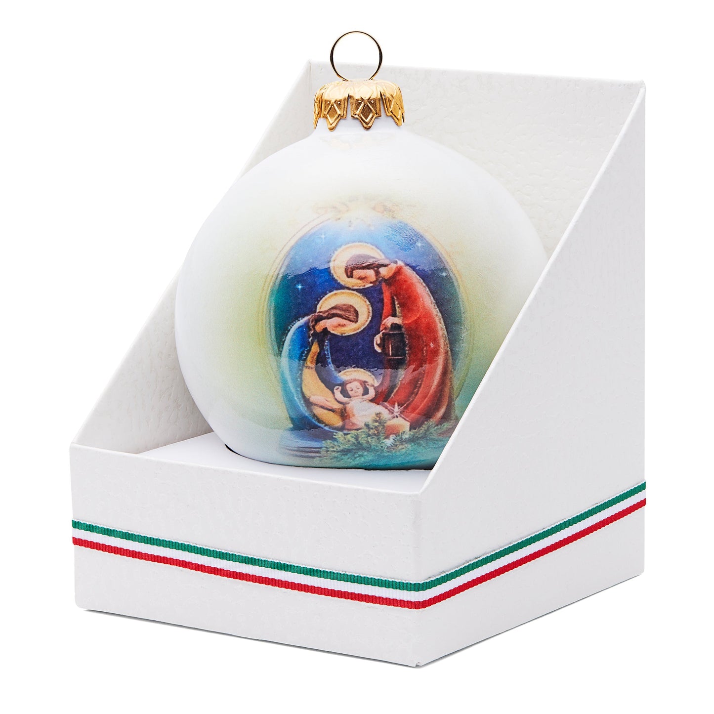 Mondo Cattolico Ceramic Christmas Ball With Nativity Scene