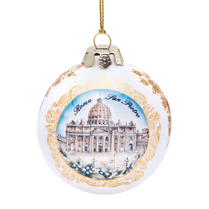 MONDO CATTOLICO Cm 6 (2.4 inches) Ceramic Christmas Tree Ball Saint Peter-Colosseum