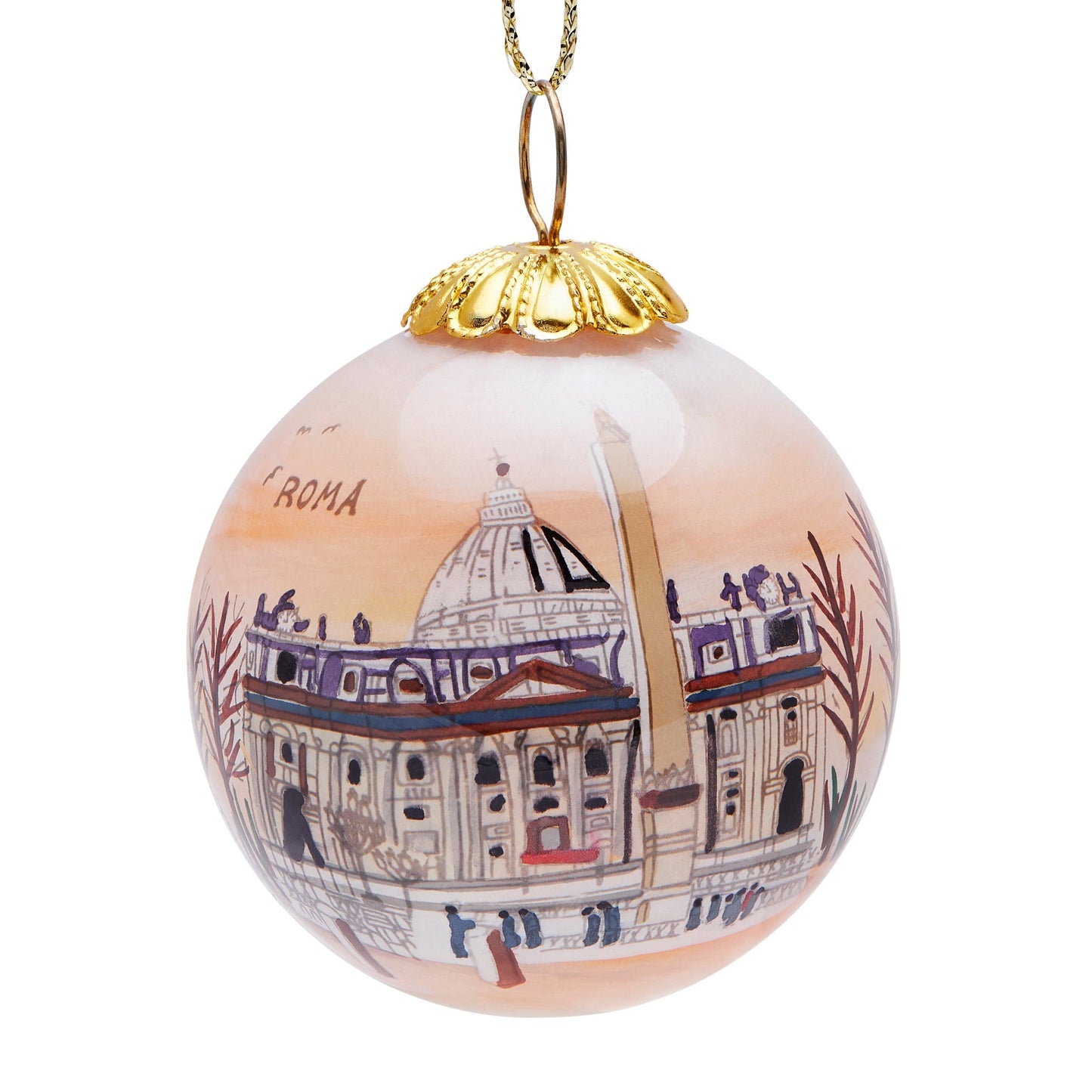 MONDO CATTOLICO Cm 6 (2.4 inches) Christmas Tree Ball of Saint Peter Basilica at Sunset