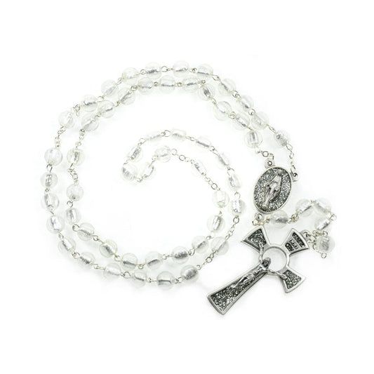 MONDO CATTOLICO Prayer Beads Clear Murano Glass Rosary Beads