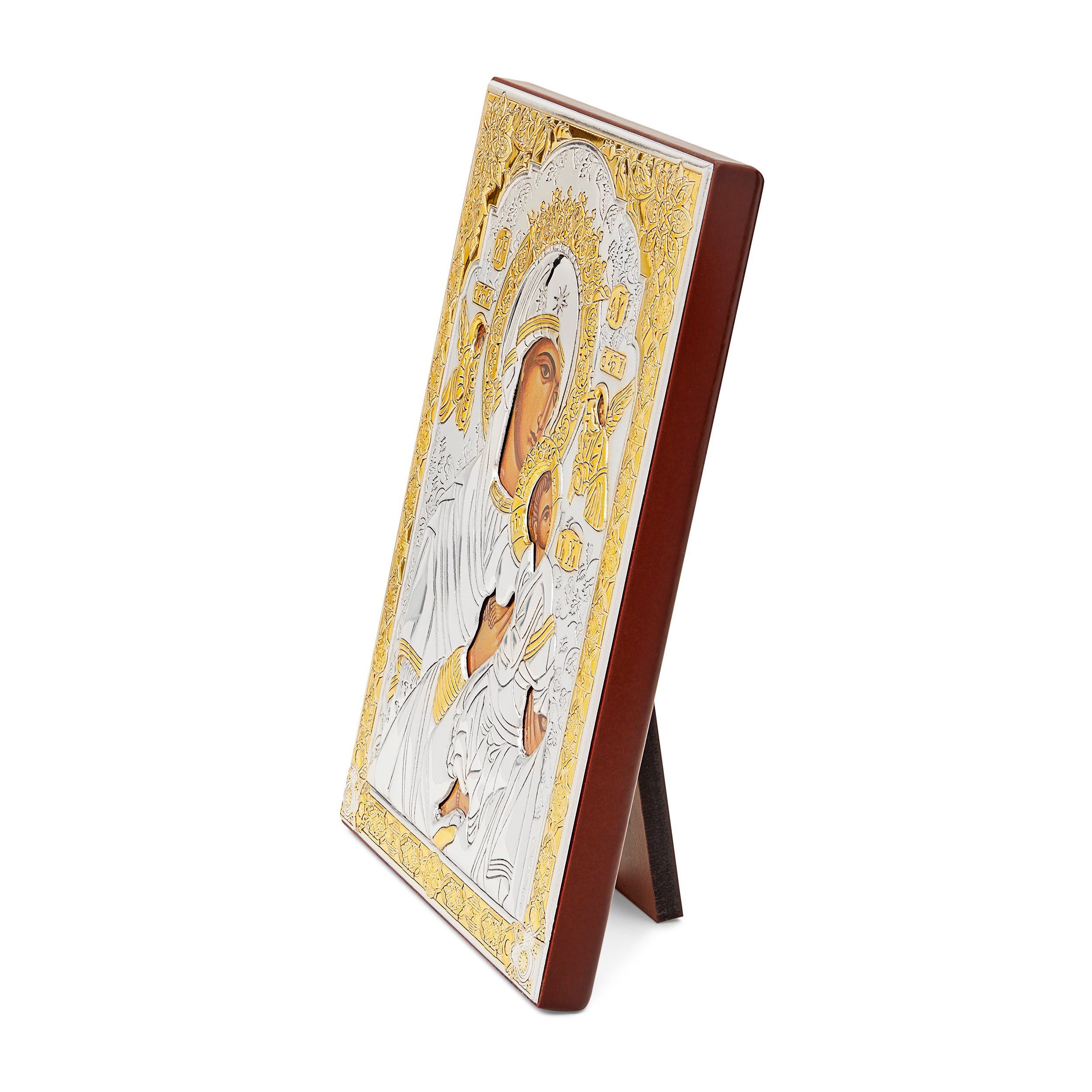 Colored Wooden Icon of Our Lady of Perpetual Help With Bilaminate
