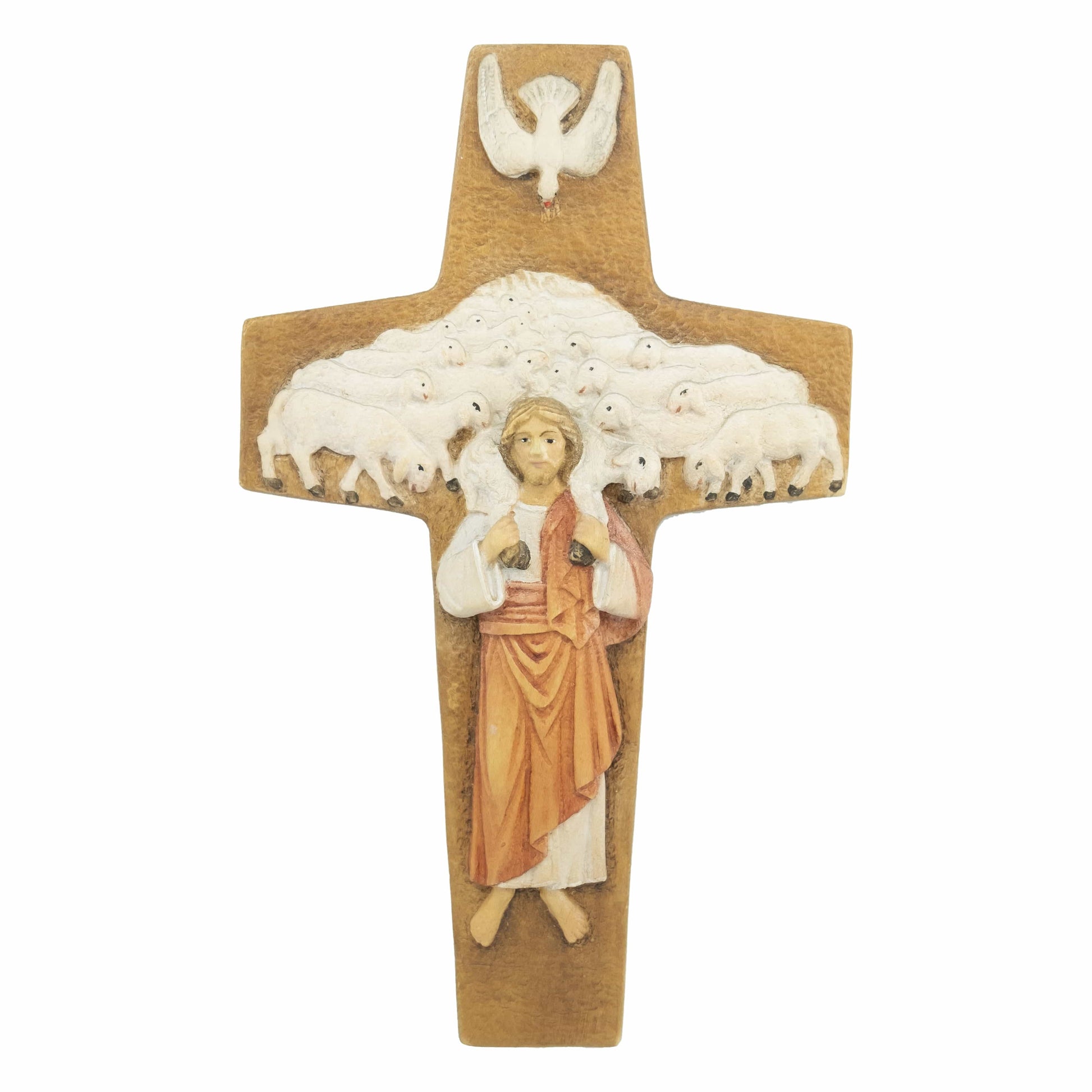 MONDO CATTOLICO 22 cm (8.66 in) Colored Wooden Pope Francis's Good Shepherd Cross
