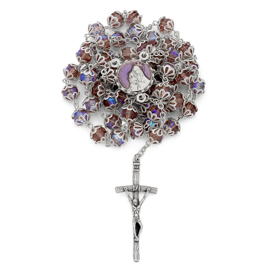 MONDO CATTOLICO Prayer Beads Copy of Totus Tuus Virgin Purple Crystal Rosary