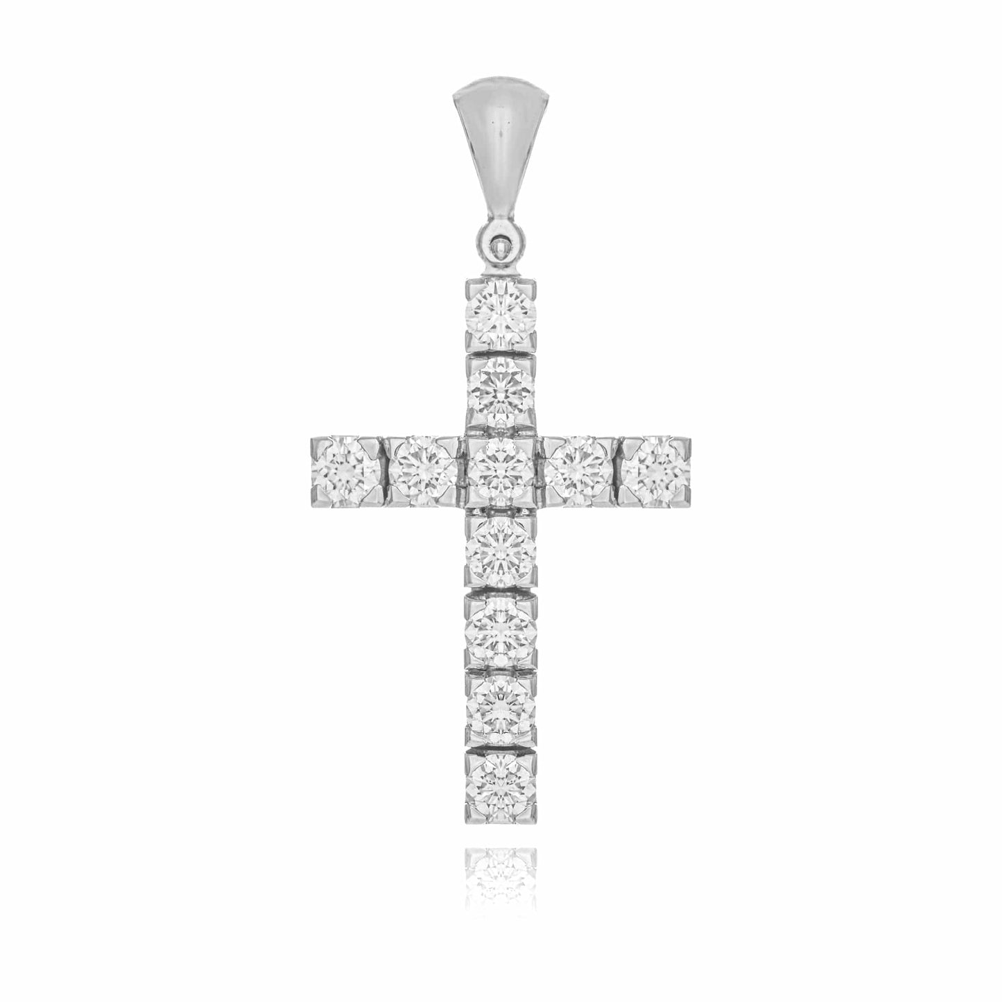 MONDO CATTOLICO Jewelry Cm 2.3 (0.90 in) / Cm 1.5 (0.59 in) Cross in White Gold and Diamonds