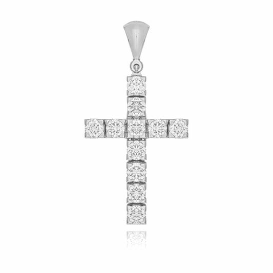 MONDO CATTOLICO Jewelry Cm 2.3 (0.90 in) / Cm 1.5 (0.59 in) Cross in White Gold and Diamonds