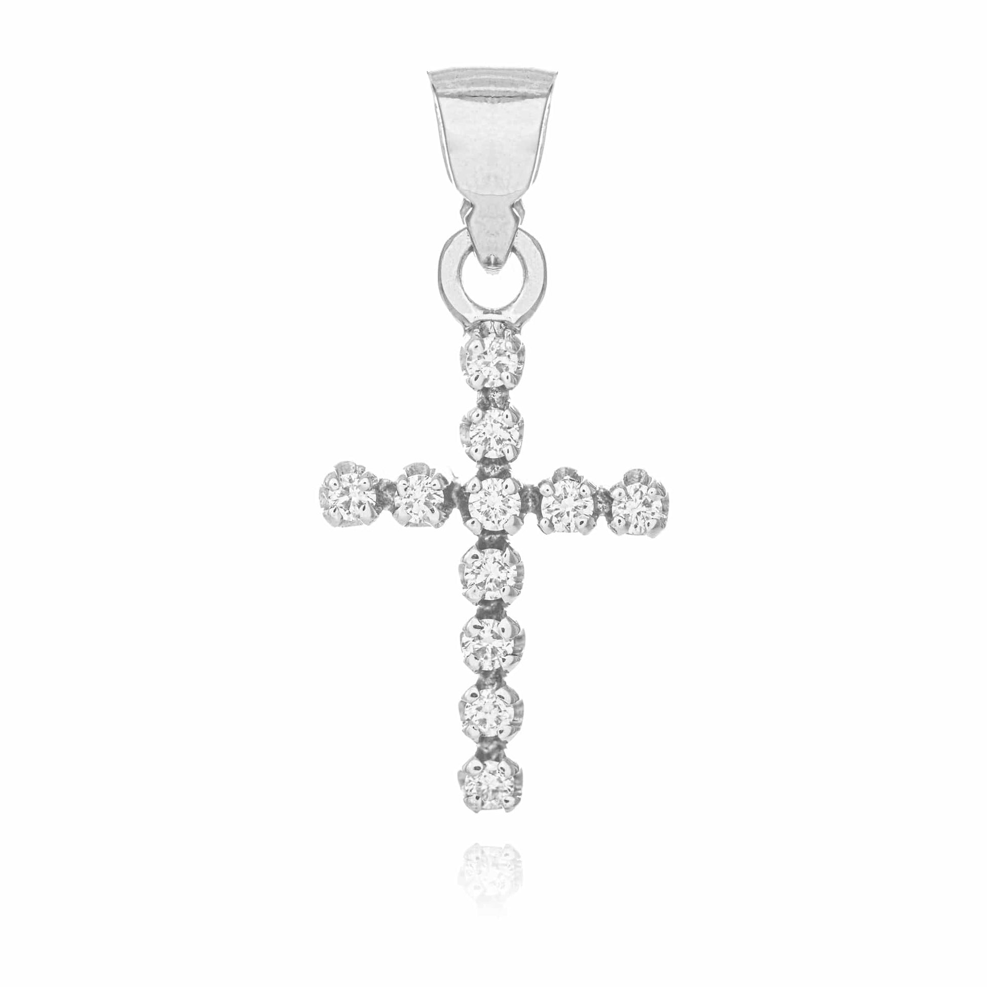 MONDO CATTOLICO Jewelry Cm Cross in White Gold and Diamonds