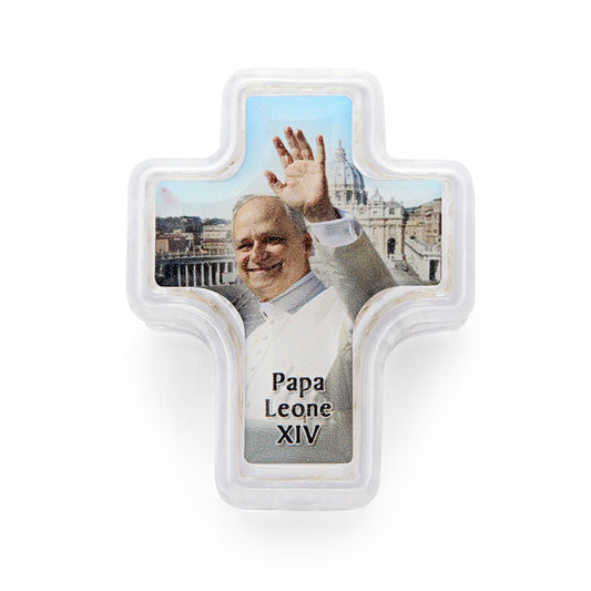 MONDO CATTOLICO ROMA Rosary Box 4x5 cm (1.57x1.97 in) / 4 mm (0.16 in) / 41 cm (16.14 in) Cross Shaped Pope Leo XIV Rosary Case with Light Pink Synthetic Pearl Rosary