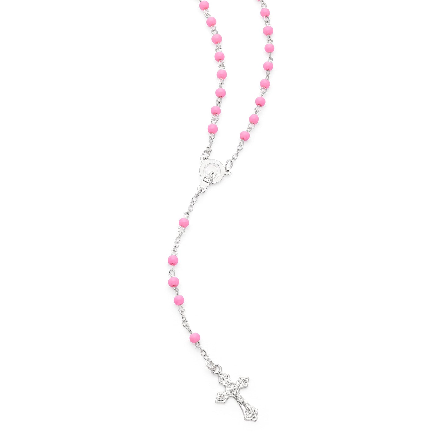 MONDO CATTOLICO ROMA Rosary Box 4x5 cm (1.57x1.97 in) / 4 mm (0.16 in) / 41 cm (16.14 in) Cross Shaped Pope Leo XIV Rosary Case with Pink Synthetic Pearl Rosary