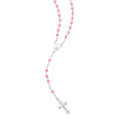 MONDO CATTOLICO ROMA Rosary Box 4x5 cm (1.57x1.97 in) / 4 mm (0.16 in) / 41 cm (16.14 in) Cross Shaped Pope Leo XIV Rosary Case with Pink Synthetic Pearl Rosary