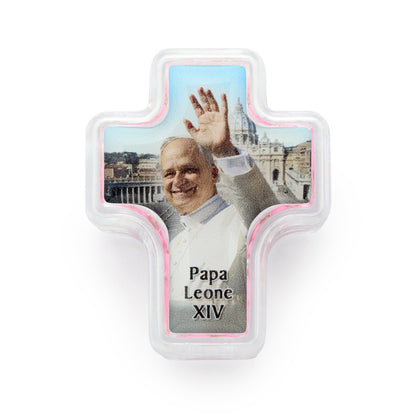 MONDO CATTOLICO ROMA Rosary Box 4x5 cm (1.57x1.97 in) / 4 mm (0.16 in) / 41 cm (16.14 in) Cross Shaped Pope Leo XIV Rosary Case with Pink Synthetic Pearl Rosary