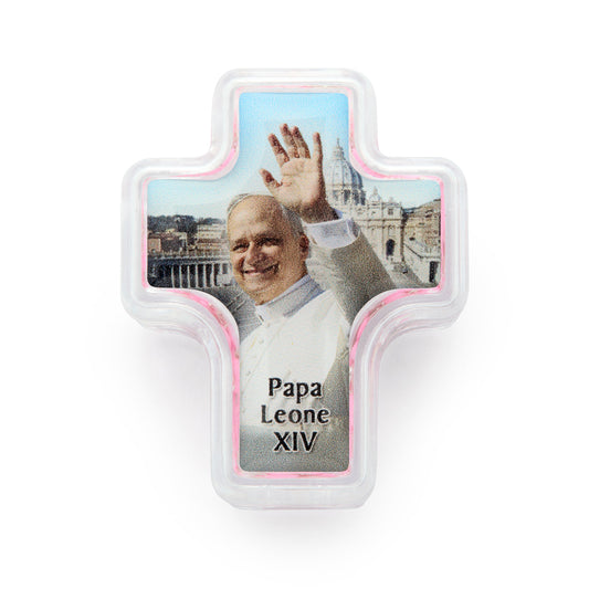 MONDO CATTOLICO ROMA Rosary Box 4x5 cm (1.57x1.97 in) / 4 mm (0.16 in) / 41 cm (16.14 in) Cross Shaped Pope Leo XIV Rosary Case with Pink Synthetic Pearl Rosary