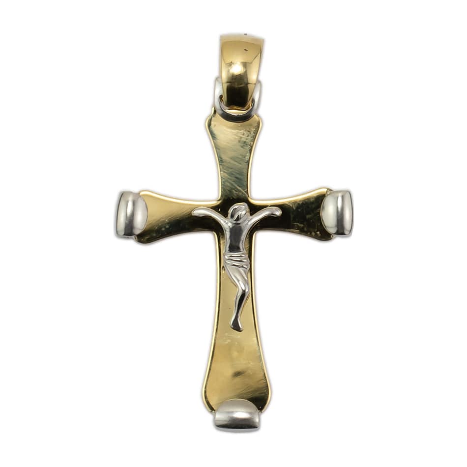 MONDO CATTOLICO Crucifix Pendant Squared Ends Gold