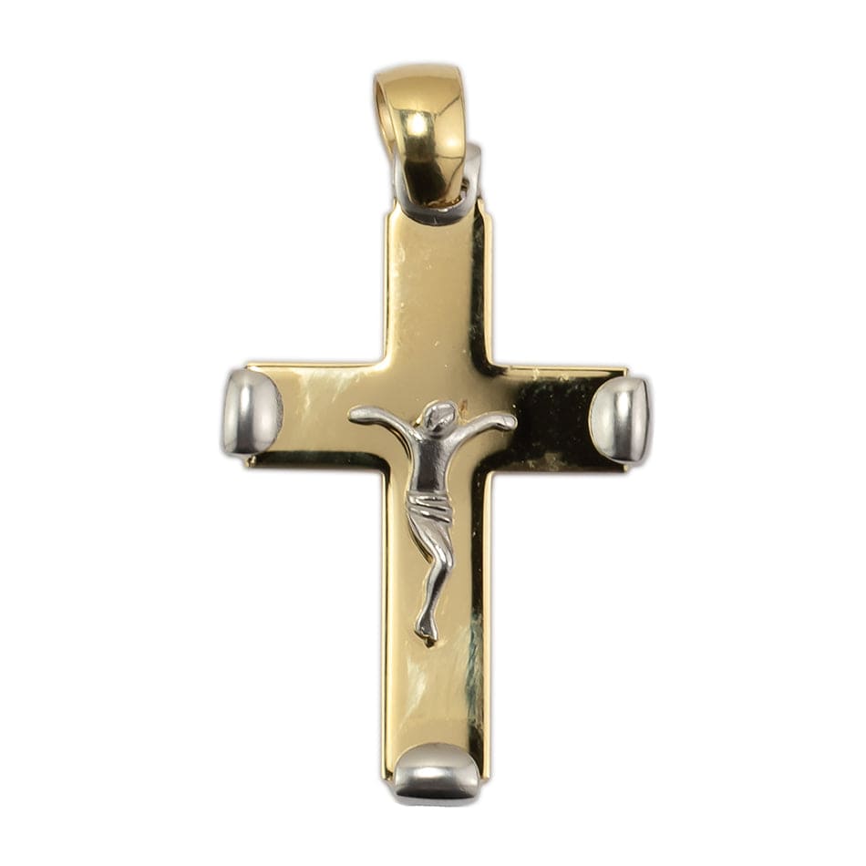 MONDO CATTOLICO Crucifix Squared Ends Gold Bicolor