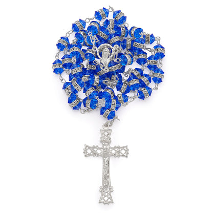 MONDO CATTOLICO ROMA Prayer Beads Crystal Rosary Beads with Sterling Silver Chain