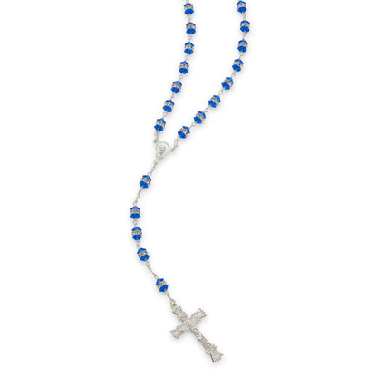 MONDO CATTOLICO ROMA Prayer Beads Crystal Rosary Beads with Sterling Silver Chain