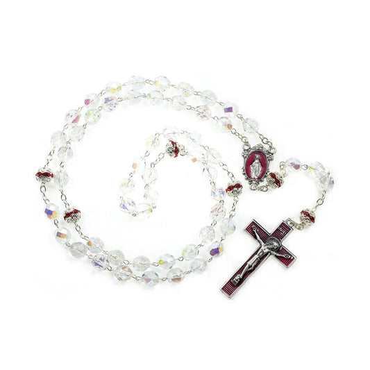 MONDO CATTOLICO Prayer Beads 51 cm (20.07 in) / 8 mm (0.31 in) Crystal Rosary with the MIraculous Virgin
