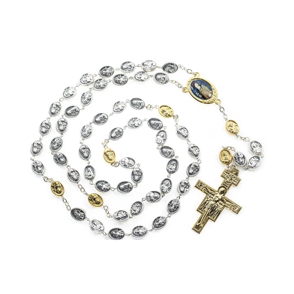MONDO CATTOLICO Prayer Beads 58 cm (22.83 in) / 10 mm (0.39 in) Devotional Rosary with Saint Clare and Saint Francis