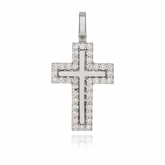 MONDO CATTOLICO Jewelry Cm 2 (0.78 in) Diamond Cross in White Gold