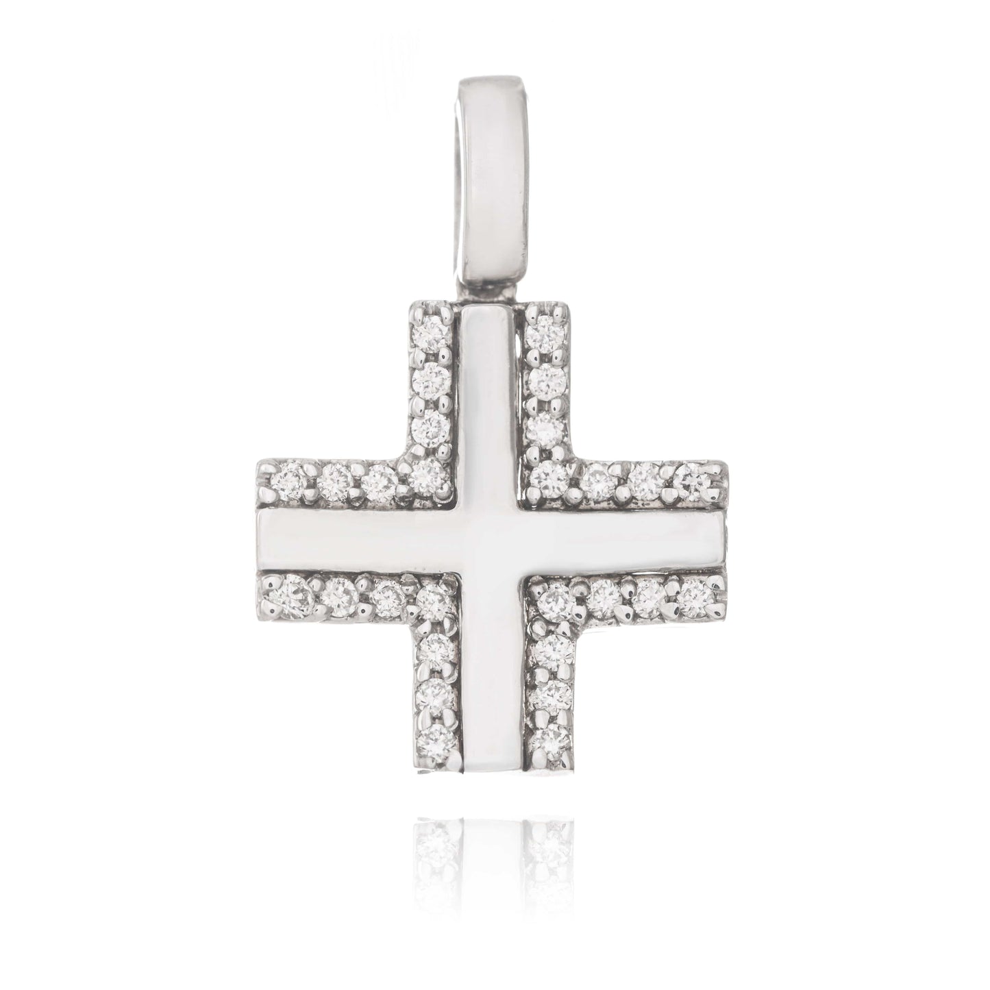 MONDO CATTOLICO Jewelry Cm 1.2 (0.47 in) / Cm 1.2 (0.47 in) Diamonds Cross in White Gold