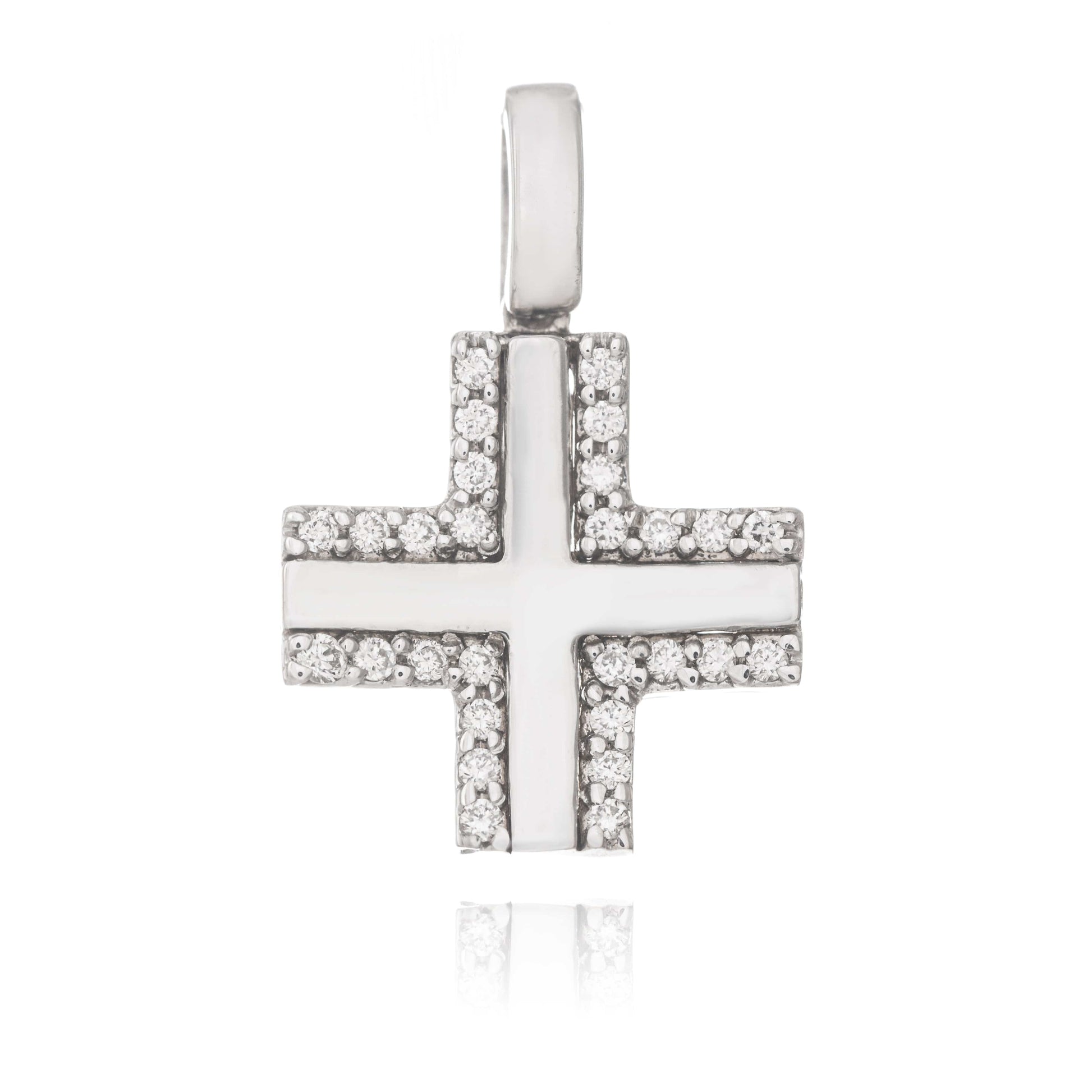 MONDO CATTOLICO Jewelry Cm 1.2 (0.47 in) / Cm 1.2 (0.47 in) Diamonds Cross in White Gold