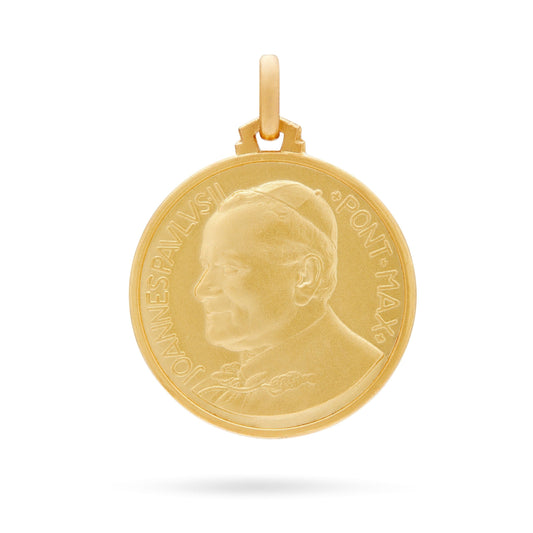 MONDO CATTOLICO Medal 18 mm (0.70 in) Double Sided 18K Yellow Gold St. John Paul II and Gospel Medal