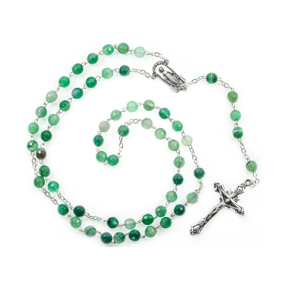 MONDO CATTOLICO Prayer Beads 46 cm (18.11 in) / 6 mm (0.23 in) Faceted Green Agate Rosary