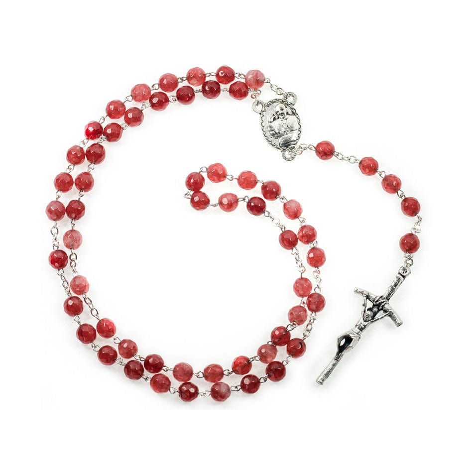 MONDO CATTOLICO Prayer Beads 41.5 cm (16.33 in) / 6 mm (0.23 in) Faceted Red Agate Rosary Beads
