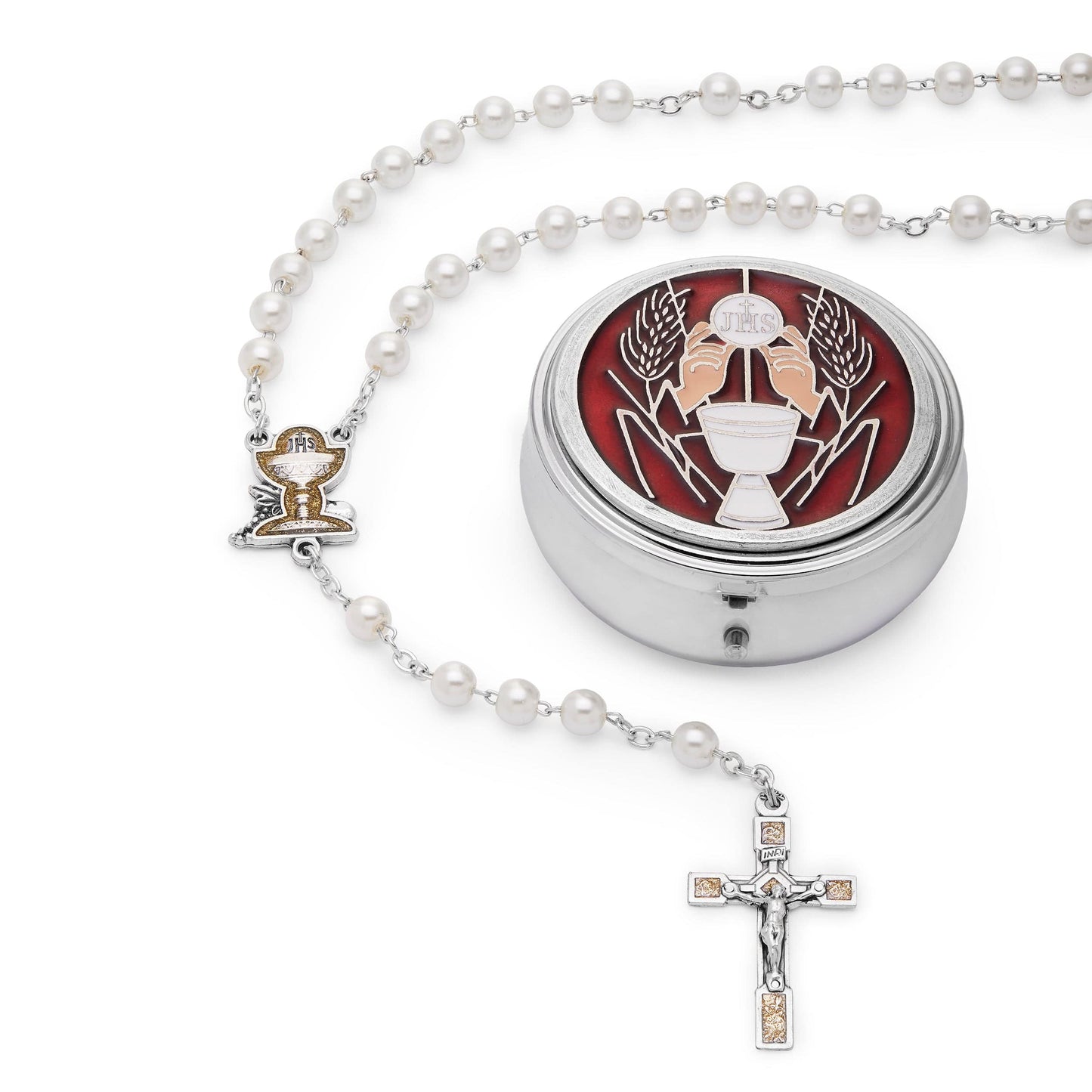 MONDO CATTOLICO First Communion Rosary with the Chalice center Medal