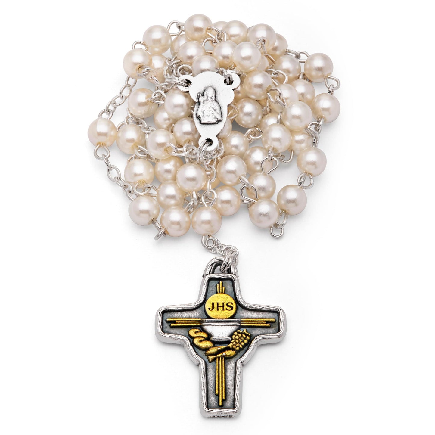 MONDO CATTOLICO Prayer Beads 36 cm (14.17 in) / 4 mm (0.15 in) First Comunion Case and Rosary