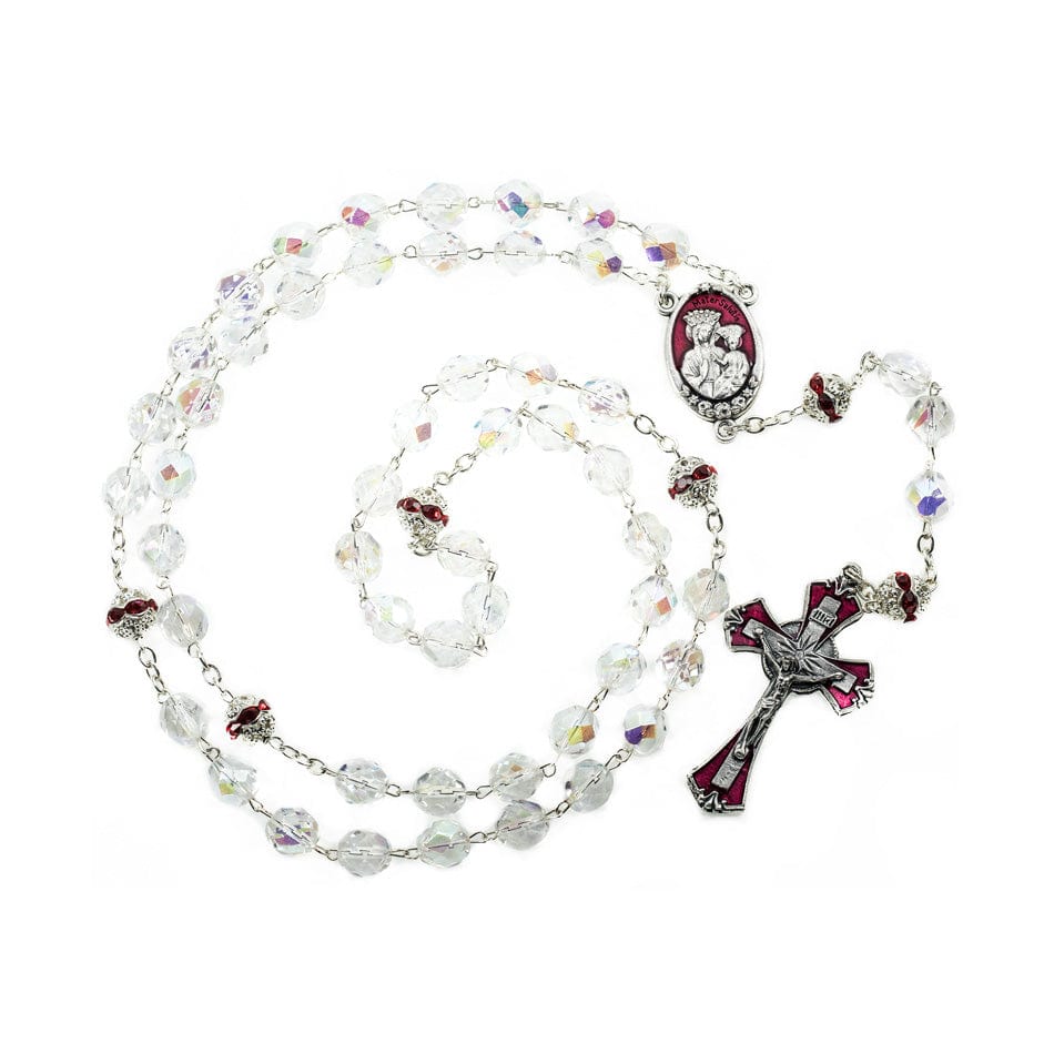MONDO CATTOLICO Prayer Beads 50 cm (19.7 in) / 8 mm (0.3 in) Five Decade Traditional Catholic Rosary with the Virgin for Good Health