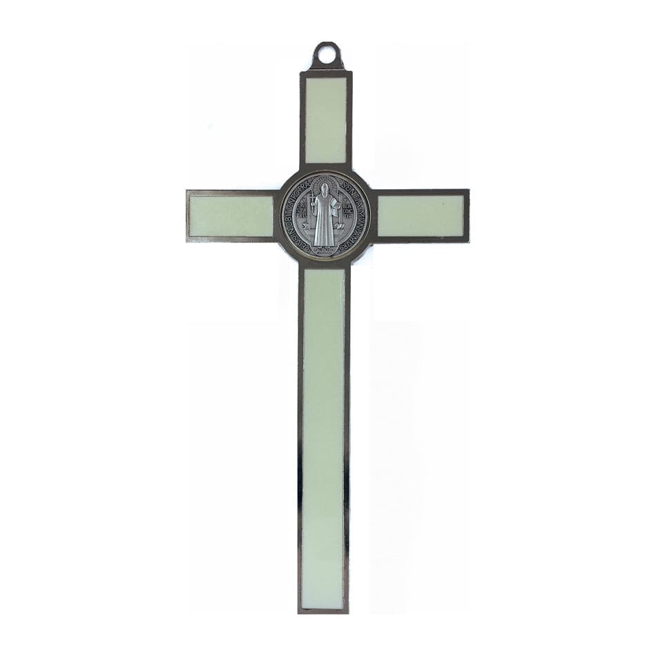 MONDO CATTOLICO Fluorescent St. Benedict Crucifix With Metal Outline