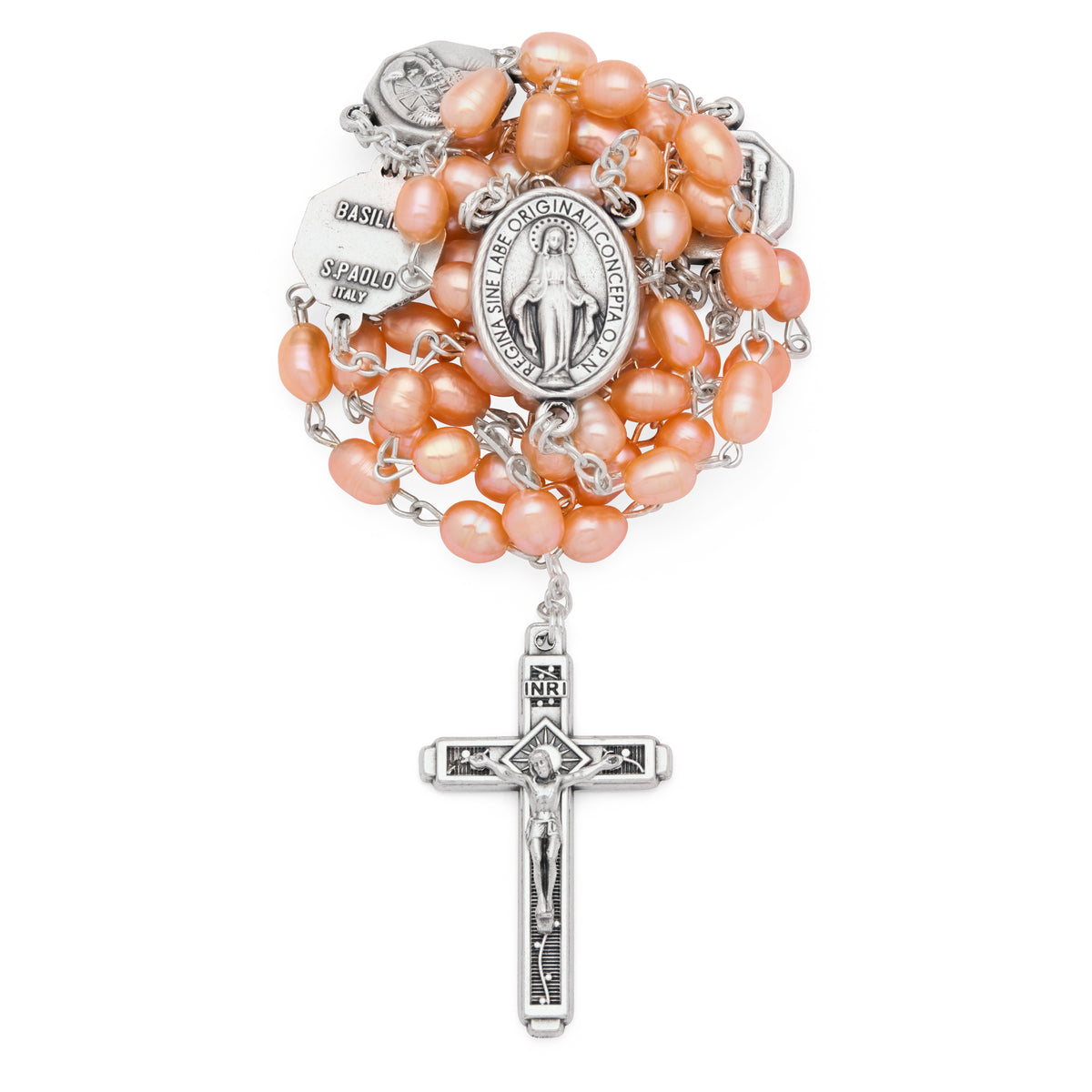 Freshwater Pearl Rosary with Medals of the Four Papal Basilicas
