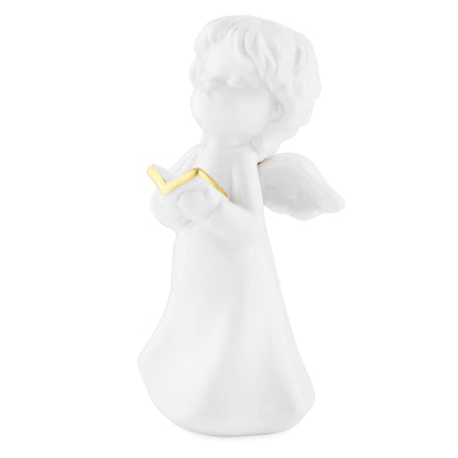 Mondo Cattolico 16 cm (6.30 in) Glossy White Ceramic Angel with Gold Details