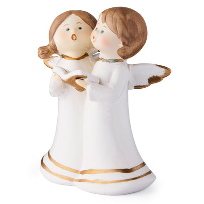 Mondo Cattolico 13.50 cm (5.31 in) Glossy White Ceramic Angels with Colorful Details
