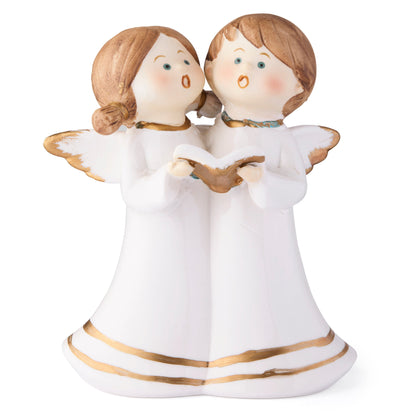Mondo Cattolico 13.50 cm (5.31 in) Glossy White Ceramic Angels with Colorful Details