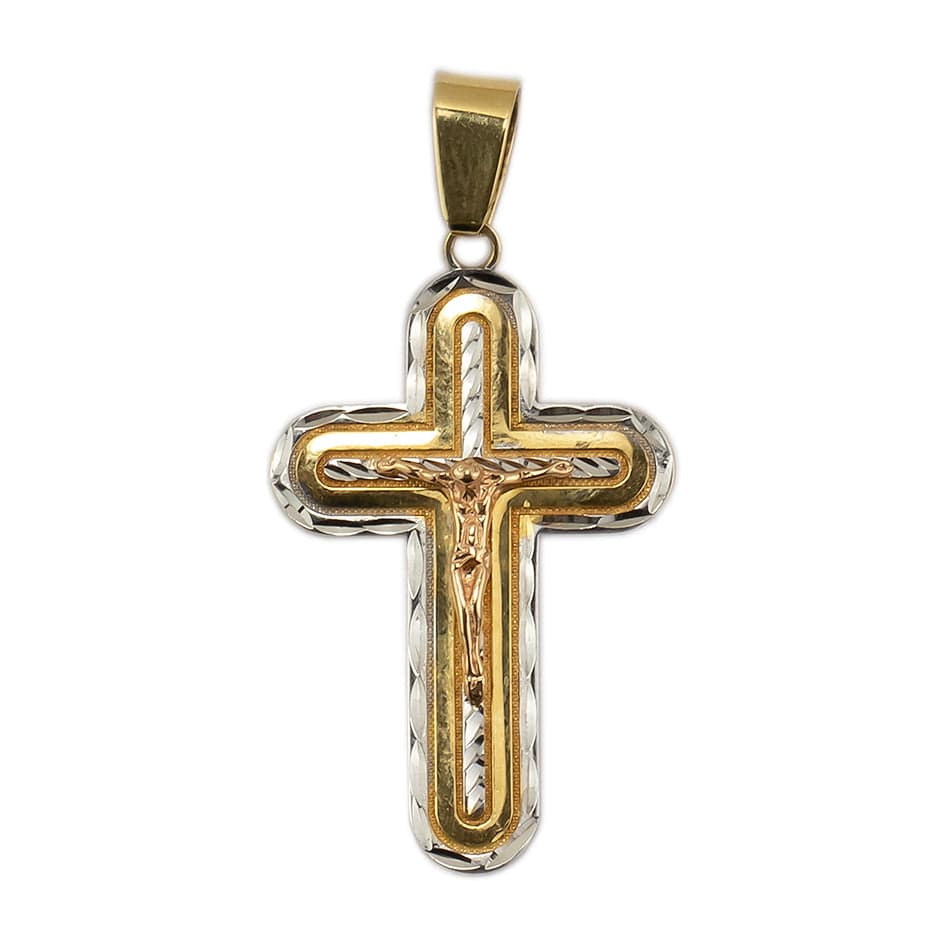 MONDO CATTOLICO Gold Bicolor Rounded Cross