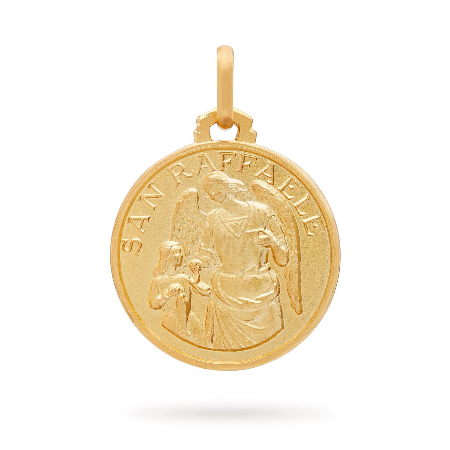 MONDO CATTOLICO Jewelry 18 mm (0.70 in) Gold medal of Saint Raphael the Archangel