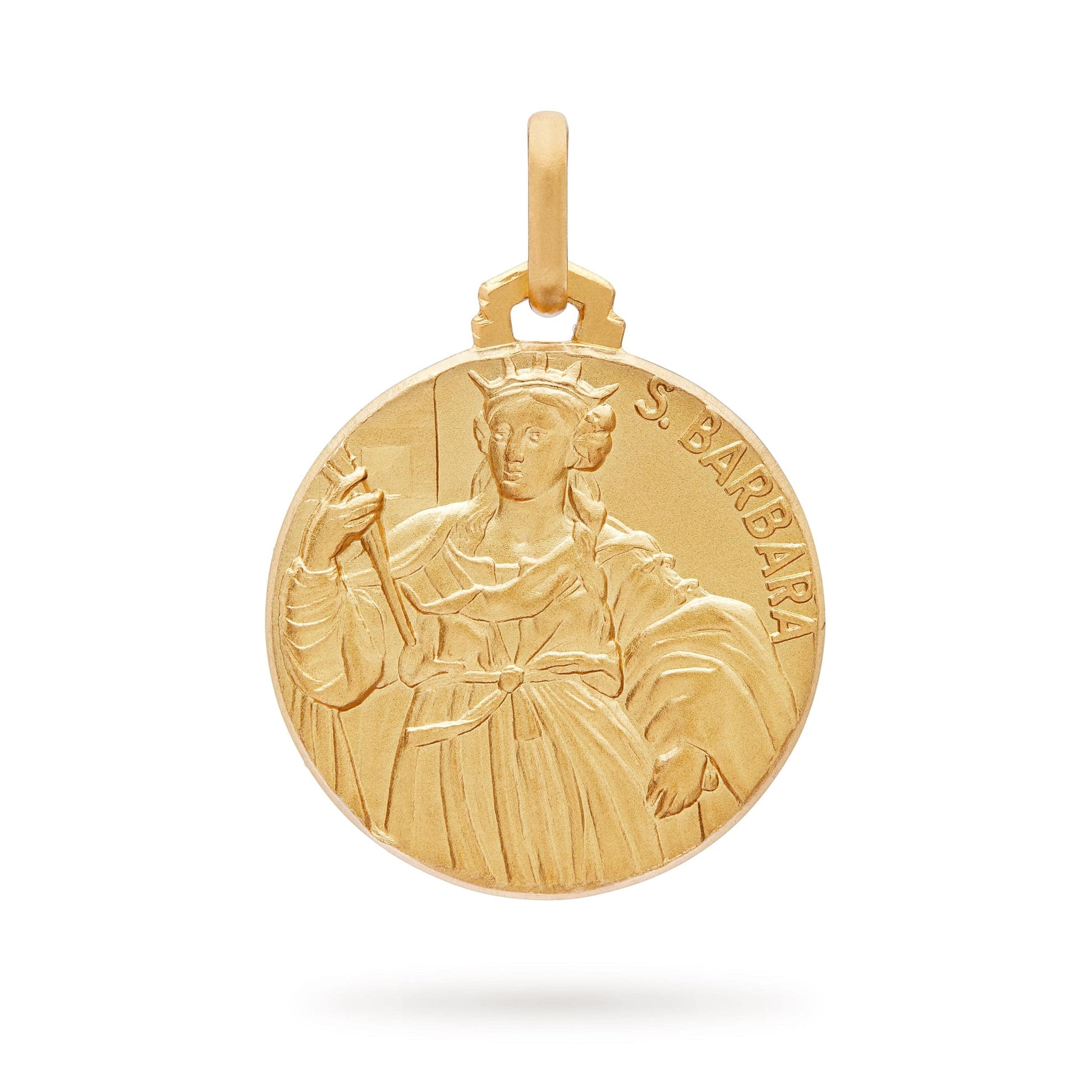MONDO CATTOLICO 18 mm Gold Medal of St Barbara
