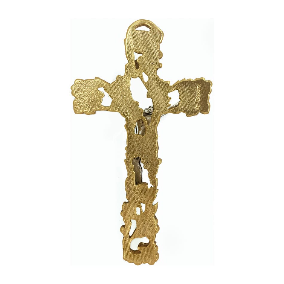 MONDO CATTOLICO 13 cm (5.11 in) Gold Metal Crucifix With Grapes and Vine-shoots