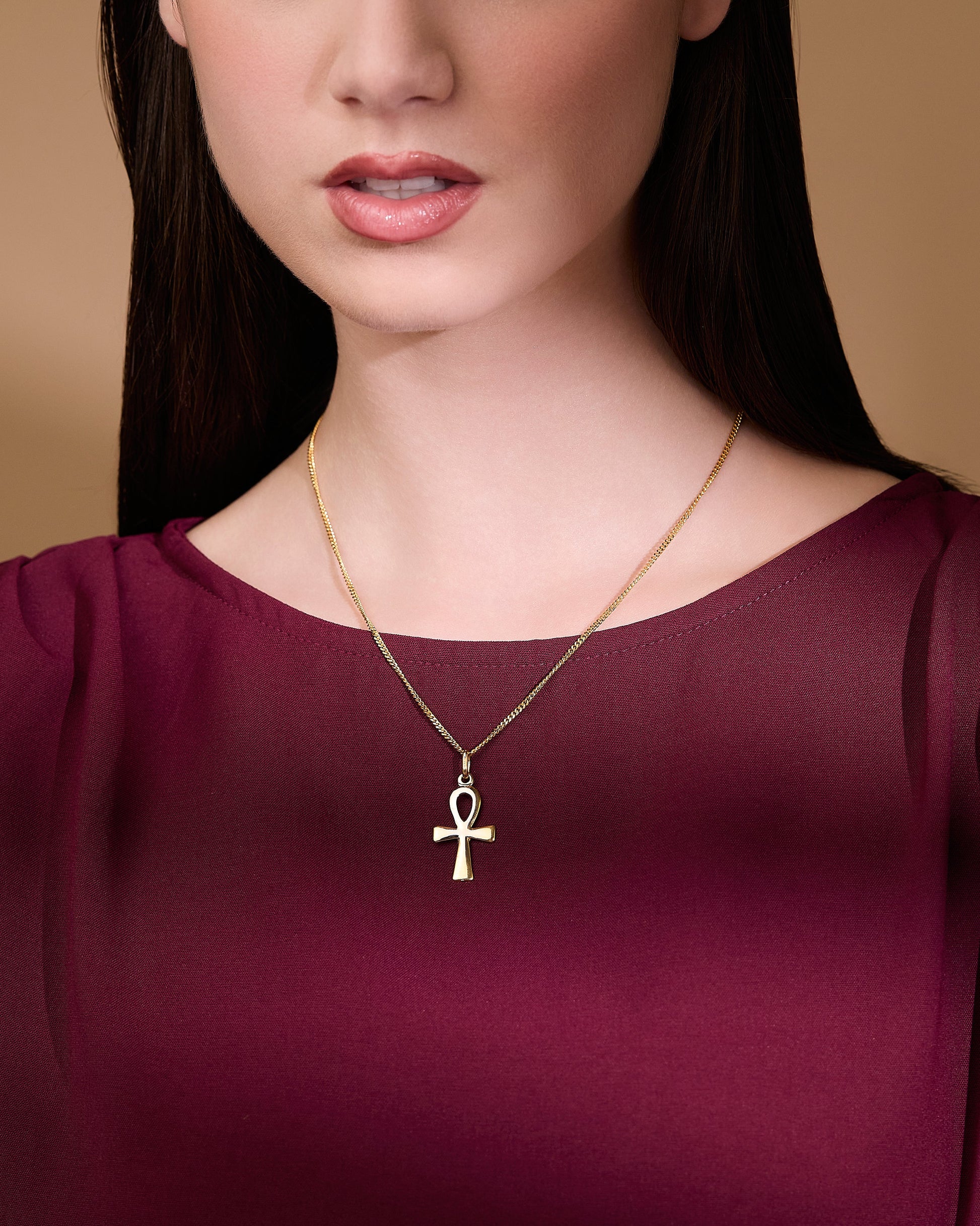 MONDO CATTOLICO ROMA 32 mm (1.26 in) Gold Plated Ankh Pendant Cross