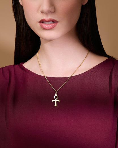 MONDO CATTOLICO ROMA 32 mm (1.26 in) Gold Plated Ankh Pendant Cross