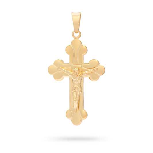 MONDO CATTOLICO ROMA Gold Plated Budded Crucifix