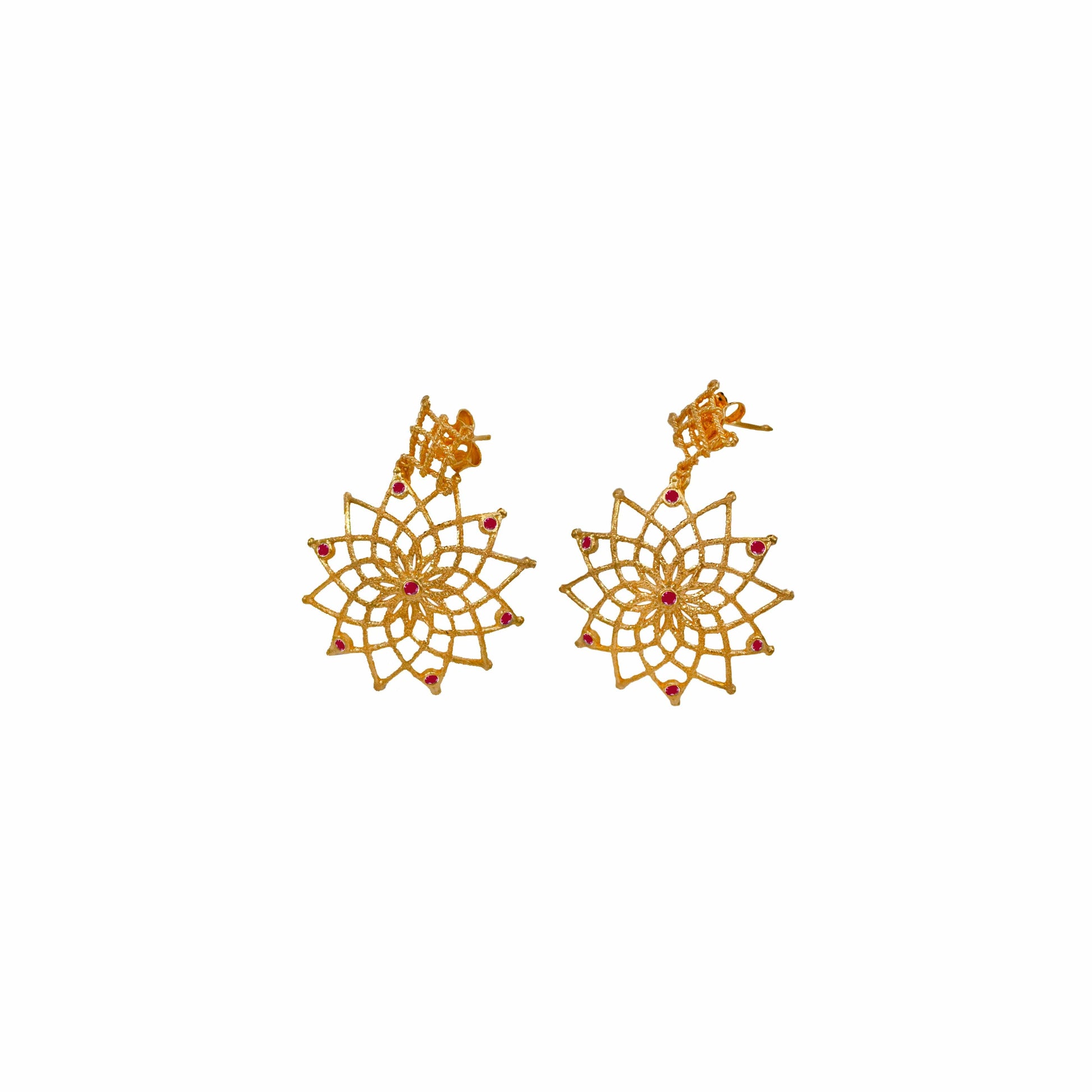 MONDO CATTOLICO Gold Plated Caput Mundi Earrings Purple Crystals
