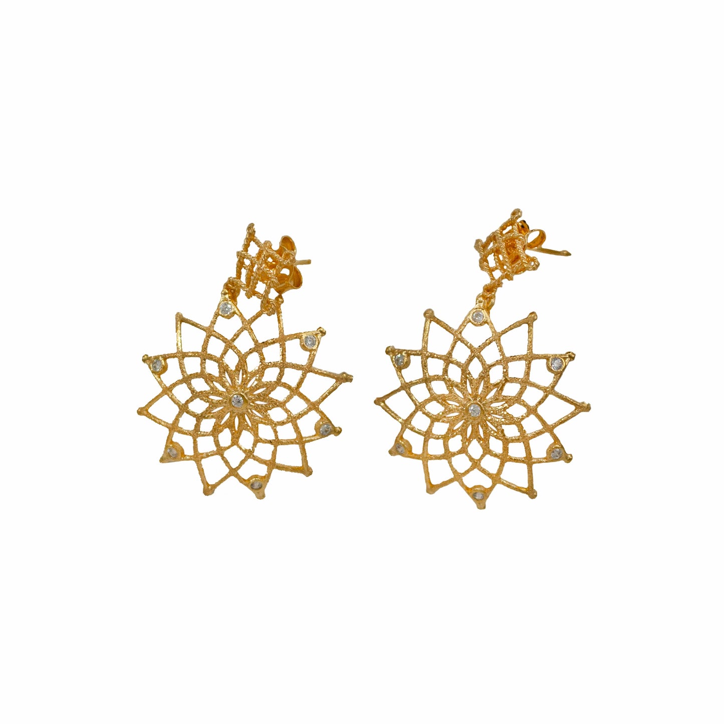 MONDO CATTOLICO Gold Plated Caput Mundi Earrings White Crystals