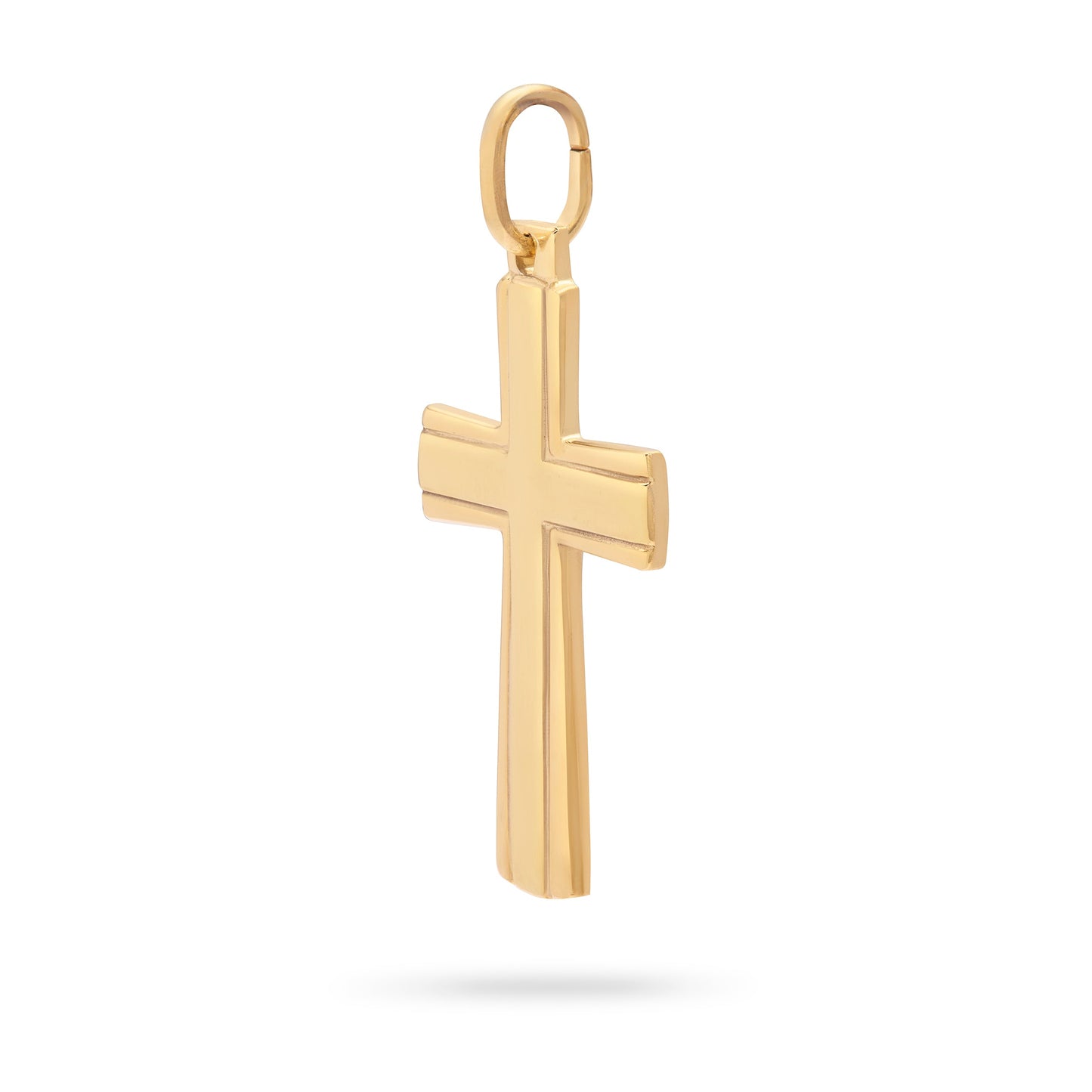 MONDO CATTOLICO ROMA 30 mm (1.18 in) Gold Plated Cross Pendant Lines Pattern