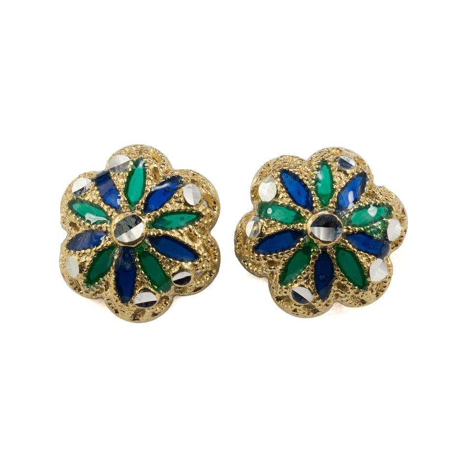 MONDO CATTOLICO Gold Plated Filigree Button Earrings