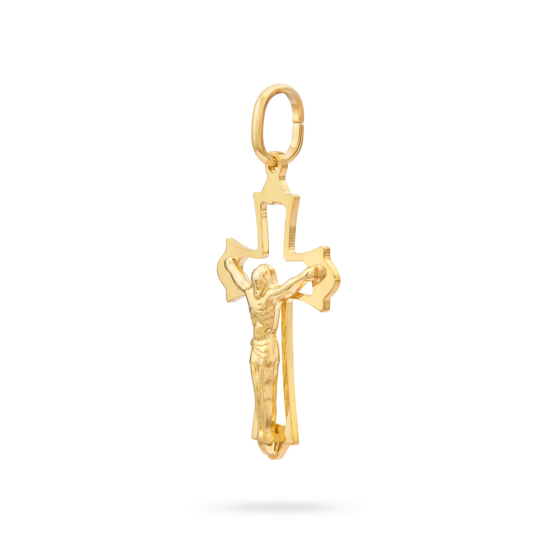 MONDO CATTOLICO ROMA 30 mm (1.18 in) Gold Plated Openwork Budded Crucifix
